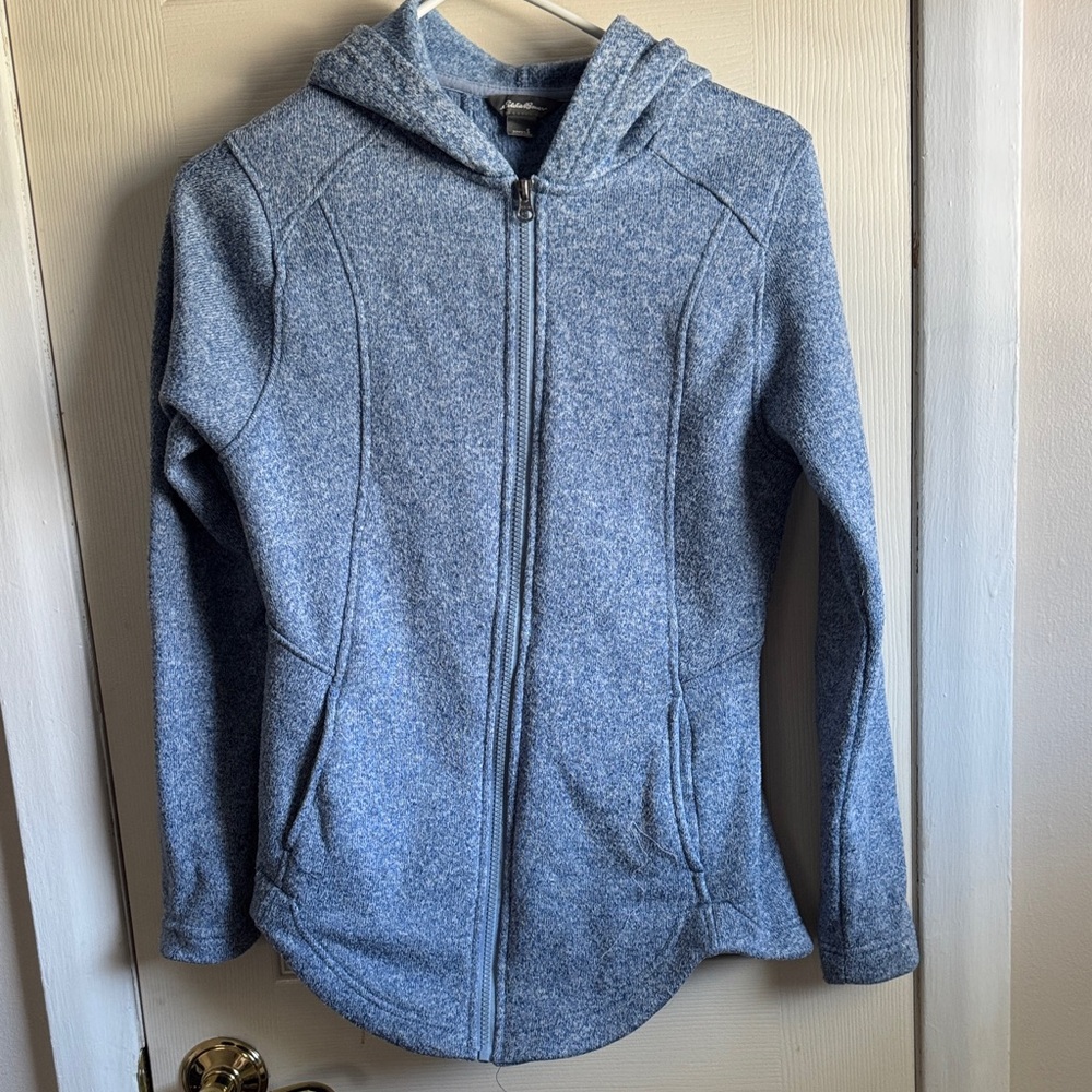 Women's Hooded Zip Jacket - Light Blue Heather